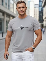 Pánské bavlněné tričko s EKG linkou šedé FashionStreet NX5098R