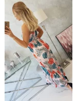 Šaty s motivem listů pudrově růžové