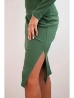 Dámský bavlněný komplet pruhovaná blůza a tužková sukně tmavě mátová Dámský bavlněný komplet pruhovaná blůza a tužková sukně tmavě mátová