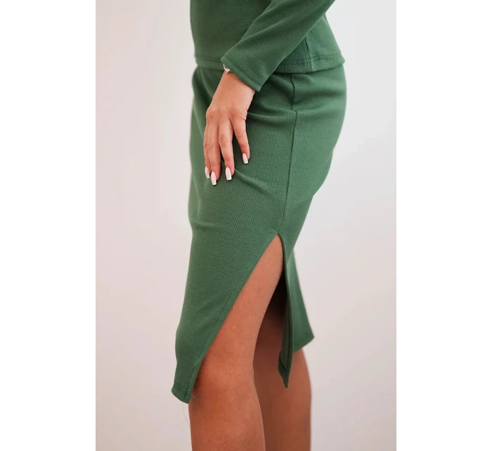 Dámský bavlněný komplet pruhovaná blůza a tužková sukně tmavě mátová Dámský bavlněný komplet pruhovaná blůza a tužková sukně tmavě mátová