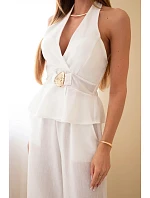 Dámský viskózový komplet model 22079433 top a kalhoty se širokými nohavicemi ecru - K-Fashion Dámský viskózový komplet model 22079433 top a kalhoty se širokými nohavicemi ecru - K-Fashion