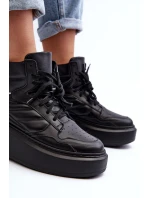 model 21647202 Dámské Kožené Sportovní Boty na Platformě Černé - Zazoo