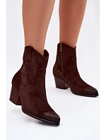 Dámské perforované kotníkové boty Kovbojky Vinceza 58150 Hnědé