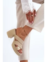 Kožené pantofle Zazoo na béžovém bloku