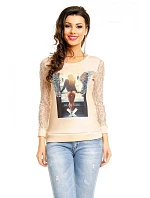 Dámské tričko s krajkovými zády a rukávy PM9807 - Paris Et Moi