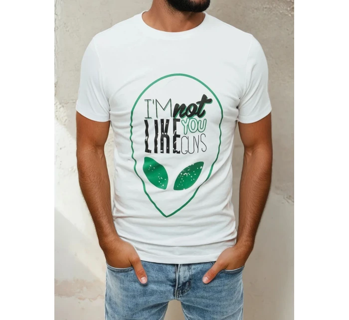 Pánské bílé tričko s potiskem FashionStreet RX4154