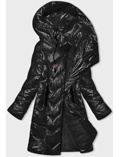 Černá vypasovaná dámská metalická zimní bunda Rosse Line (7227)
