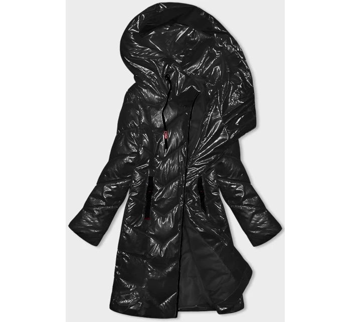 Černá vypasovaná dámská metalická zimní bunda Rosse Line (7227)