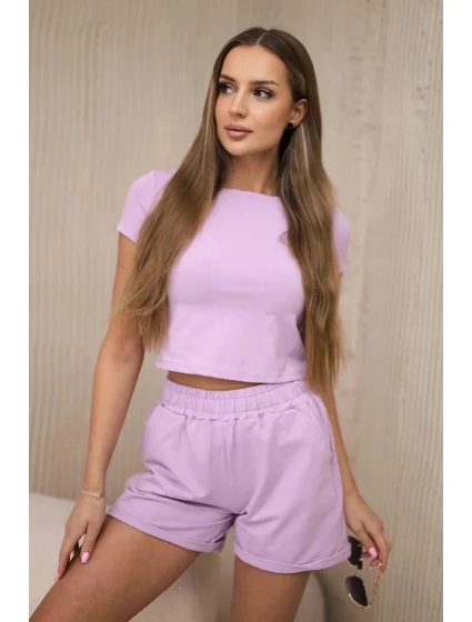 Bavlněná souprava se šortkami fialová Bavlněná souprava se šortkami fialová