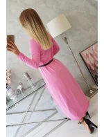 Šaty s ozdobným páskem a nápisem light pink