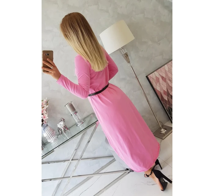 Šaty s ozdobným páskem a nápisem light pink