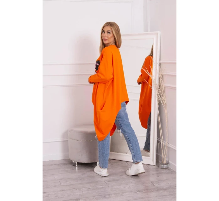 Oversize halenka s potiskem oranžová