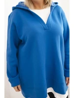 Dámská mikina zateplená Plus Size s kapucí a výstřihem do V model 21480753 - K-Fashion