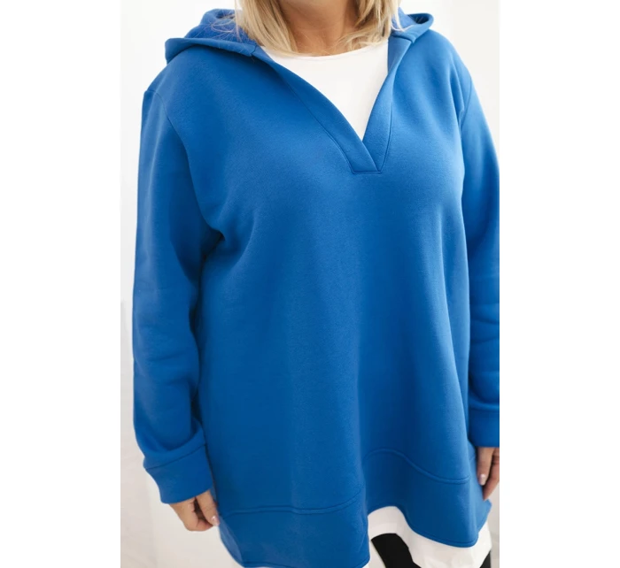 Dámská mikina zateplená Plus Size s kapucí a výstřihem do V model 21480753 - K-Fashion