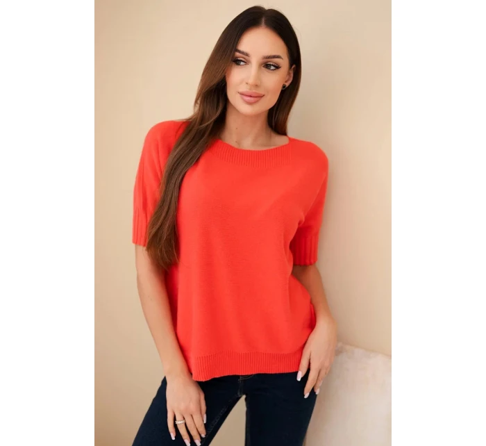 Svetr dámský z viskózy s krátkým rukávem model 21857651 - K-Fashion Svetr dámský z viskózy s krátkým rukávem model 21857651 - K-Fashion