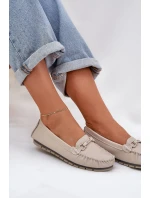 Ploché Kožené Mokasíny S Ozdobou model 21686035 Béžové - S.Barski