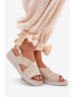 Dámské Sandály Na Klínu Z Eko Kůže Zlaté model 21692870 - Boto Dámské Sandály Na Klínu Z Eko Kůže Zlaté model 21692870 - Boto