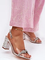 Průhledné Sandály Na Podpatku D&A MR51-705 Stříbrné