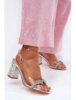 Průhledné Sandály Na Podpatku D&A MR51-705 Stříbrné