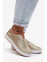 Otevřené Slip-on Sandály na Platformě Zlaté Glamma