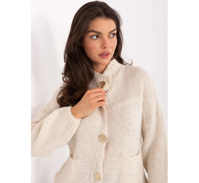 Sweter MI SW model 21393022 jasny beżowy - FPrice Sweter MI SW model 21393022 jasny beżowy - FPrice