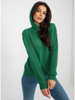Zelený prolamovaný letní svetr s kapucí