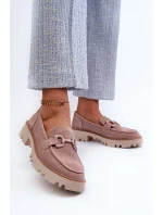 Semišové dámské mokasíny s ozdobou D&A Pink Semišové dámské mokasíny s ozdobou D&A Pink