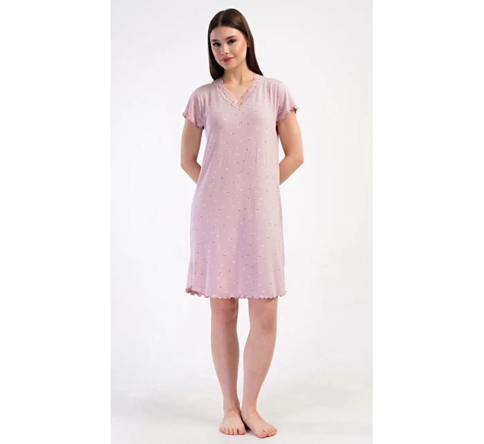 Dámská noční košile s krátkým rukávem model 21290625 - Vienetta Dámská noční košile s krátkým rukávem model 21290625 - Vienetta
