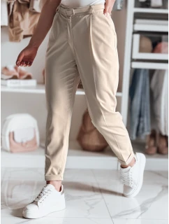 Ležérní dámské plisované kalhoty s páskem PLISSO beige FashionStreet UY2516
