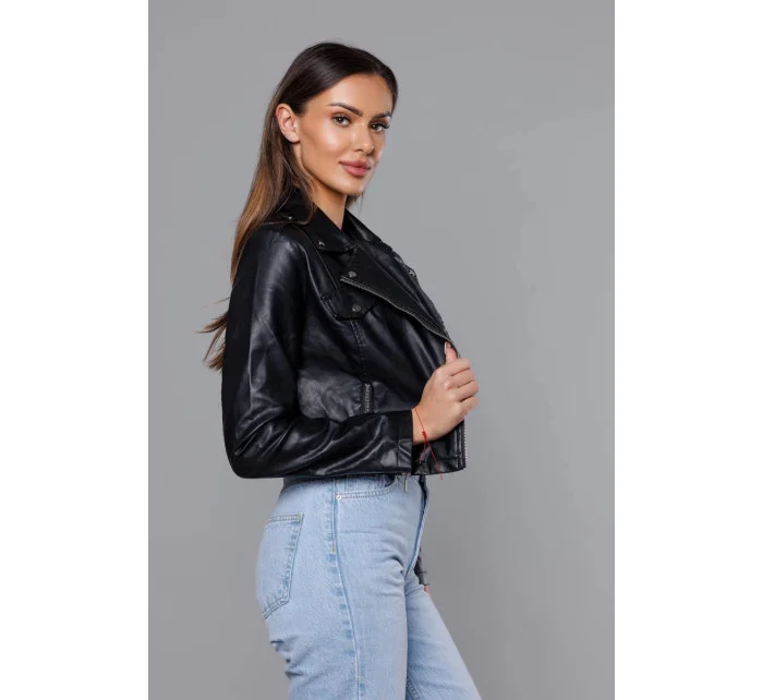 Krátká černá bunda s límcem (11Z8039)