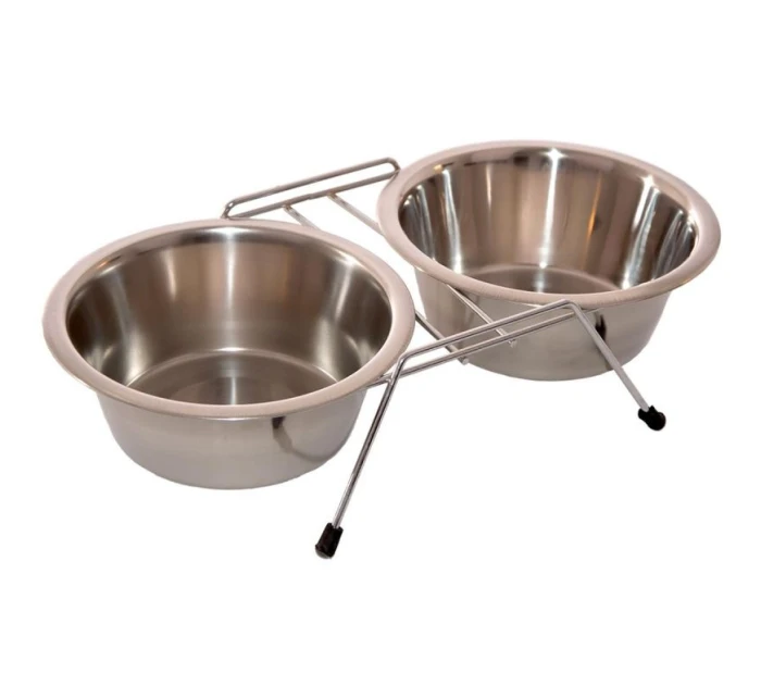 Nádoba pro psy a kočky z nerezové oceli 2x550ML