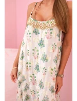 Dámské šaty na ramínka ze světlé viskózy korálový