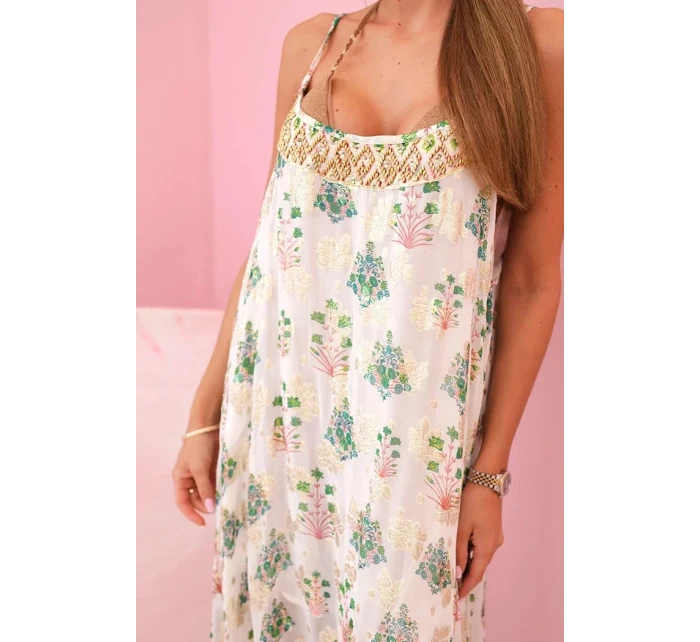 Dámské šaty na ramínka ze světlé viskózy korálový