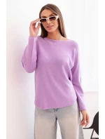 Dámský svetr z viskózy s dlouhým rukávem a kulatým výstřihem jasně fialový Dámský svetr z viskózy s dlouhým rukávem a kulatým výstřihem jasně fialový