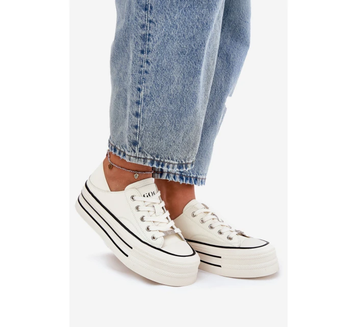 Dámské Kožené Tenisky Na Platformě model 21691395 Bílé - Goe