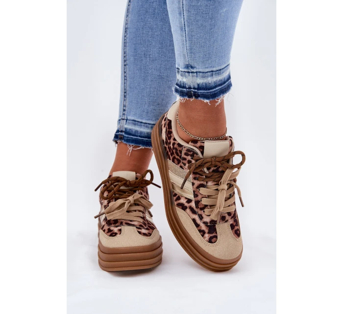 Dámské Tenisky Na Platformě S Dvojitým Šněrováním Leopardí Béžové Niteria Dámské Tenisky Na Platformě S Dvojitým Šněrováním Leopardí Béžové Niteria