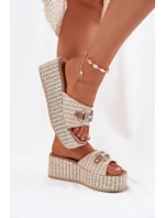 Dámské Pantofle Na Klínu S A Dekorací Béžové model 21698893 - Boto