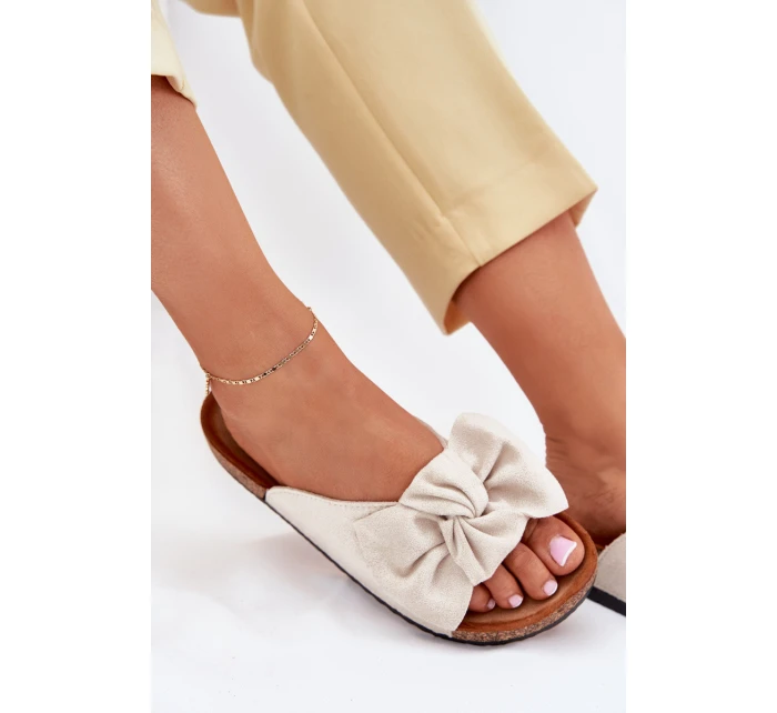 Dámské sandály na korkové podrážce s mašlí béžové model 21701462 - Boto