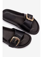 Ženské pantofle s zlatým sponou Černé model 21960827 - Boto