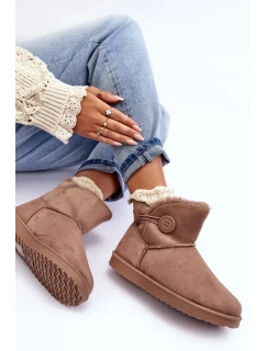 Zateplené dámské sněhule s ozdobou, tmavě béžový Siriol