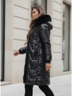 Dámská zimní bunda ELECIO dlouhá prošívaná s kapucí černá FashionStreet TY5178z