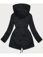 Tenká černá bunda parka s ozdobným lemováním model 18160247 - J.STYLE Tenká černá bunda parka s ozdobným lemováním model 18160247 - J.STYLE