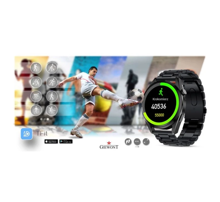 GIEWONT Vertex SmartCall GW450-1 Carbon/Carbon Silicone Smartwatch GIEWONT Vertex SmartCall GW450-1 Carbon/Carbon Silicone Smartwatch