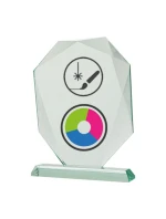 Trofeum szklane z nadrukiem kolorowym grawerowaniem  farbą i etui model 21829052