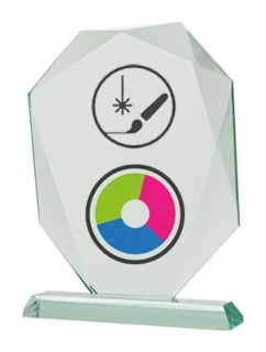Trofeum szklane z nadrukiem kolorowym grawerowaniem  farbą i etui model 21829052