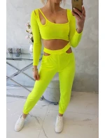 Sada s halenkou top žlutá neonová