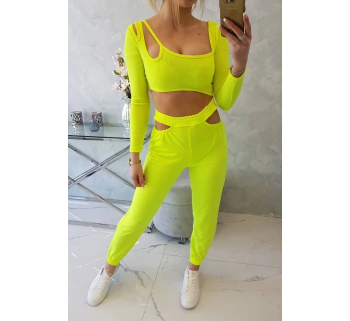 Sada s halenkou top žlutá neonová