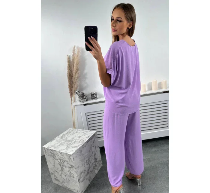 Souprava halenky a kalhot světle fialová