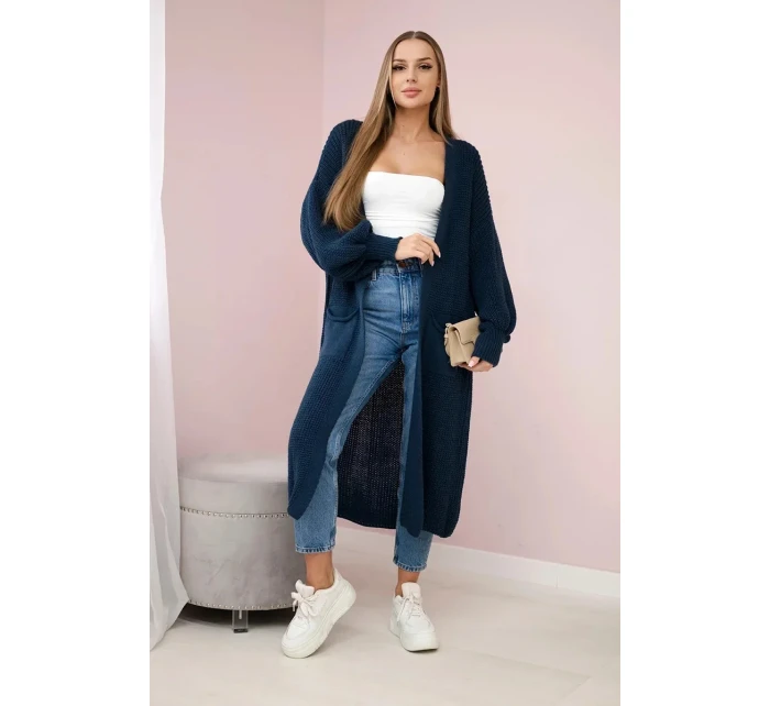 Svetr dlouhý kardigan Tmavý denim