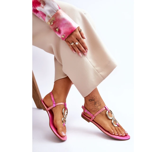 Ploché kožené žabky růžové Keep Going Ploché kožené žabky růžové Keep Going